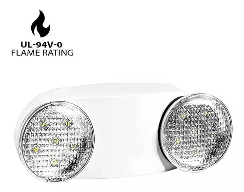 Luz de emergencia LED con batería de respaldo, dos cabezales ajustables,  luz de emergencia comercial estándar de EE. UU. 120-277V (UL 94V-0), luz de