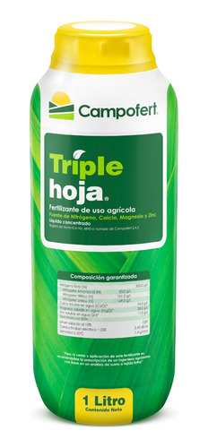 Fertilizante Triple Hoja X Litro Fuente De Nitrógeno 