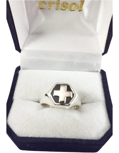 Anillo Sello Enfermera Con Ónix Y Base Hexagonal (s65)