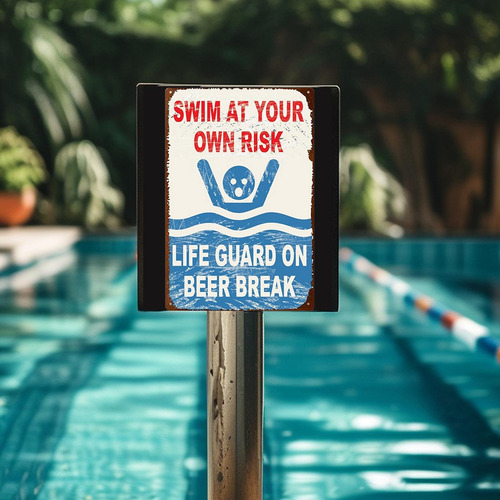 Nade En Su Propio Riesgo, De Piscina Decoración De Estilo B