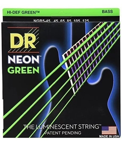 Cuerdas Encordado Bajo 5 Cuerdas Dr Neon Green Ngb5 45 125