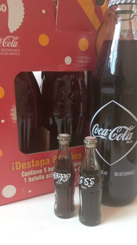 Lote Colección Coca Cola 80 Años, Coca Cola Mini Y Botón. (Usado)