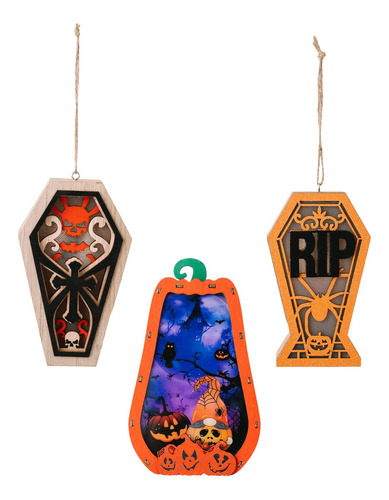 3 Piezas De Decoración Colgante De Halloween Linterna De