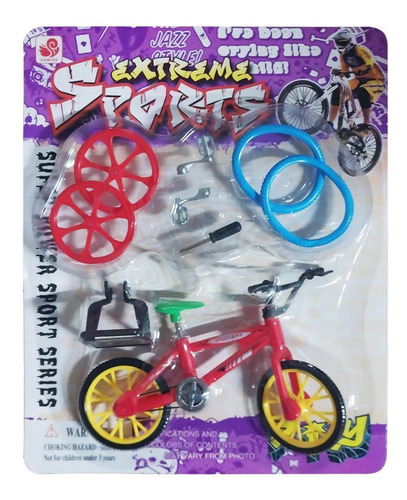 Kit Bicicleta De Dedo Com Acessórios Mini Brinquedo Vermelho