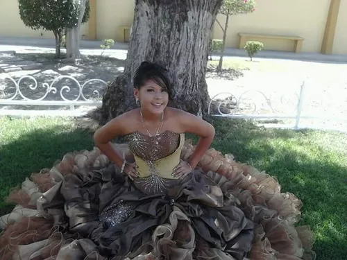 Vestido De Xv Años Color Café Con Dorado Solo Una Puesta en venta en  Salamanca Guanajuato por sólo $ 4,  Mexico