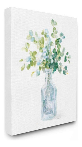 Stupell Industries Flower Jar Bodegón Pintura Azul Verde, 16