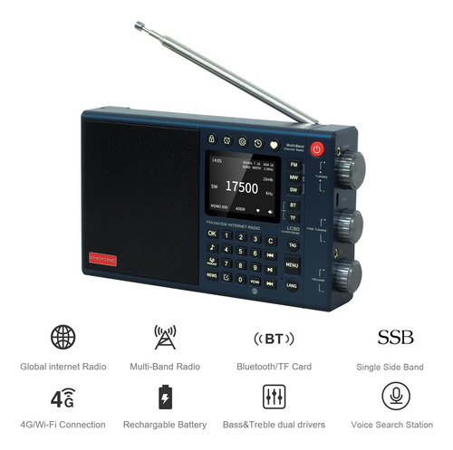 Radio Internet Lc90 Am Fm Sw Ssb Bluetooth Microsd Azul