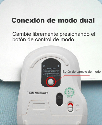 Imagen 6 de 6 de Mouse Silencioso Inalámbrico Dual-modo Bluetooth Y Usb Fude