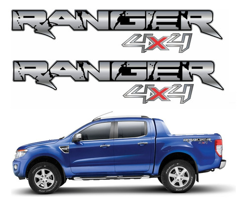 Par Adesivo Caçamba Para Ford Ranger 4x4 17257 Cor Prata