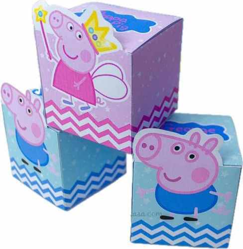 20 Cajitas Cubo Personalizadas Souvenir Peppa Para Armar