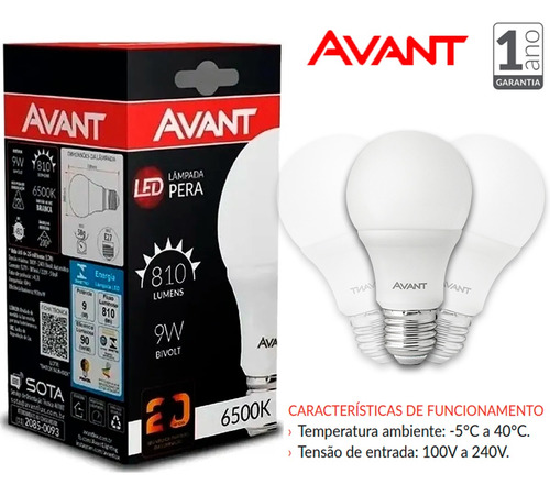 Imagem 3 de 5 de Kit 10 Lâmpada Led 9w Bulbo Soquete E27 Bivolt Casa Comércio