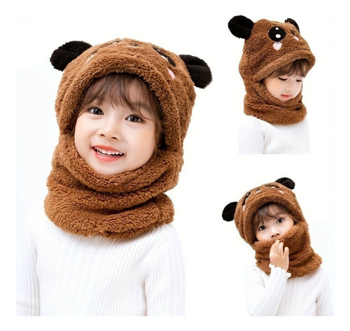 Conjunto De Gorro Y Bufanda De Oso De Dibujos Animados For