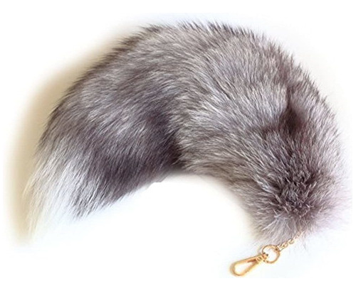 Fosrion 17 Pulgadas Enorme Fluffy Azul Gris Fox Tail Fur Cos