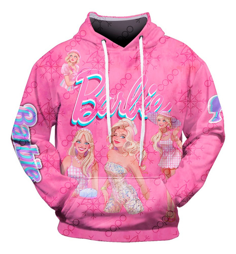 Sudadera Con Capucha De Barbie Pink Para Adulto Oversize