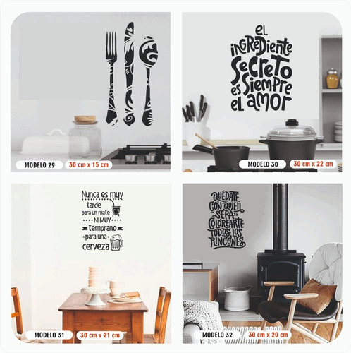 Imagen 8 de 10 de Vinilo Decorativo Frases Pared Vidrio Heladera Espejo Cocina