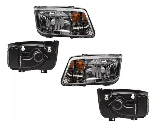 2 Faros Cromado Cuarto Ambar Dfzp Jetta A4 2002 2003 2004