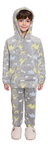 Pijama Niño Polar Full Print Gris Fashion's Park
