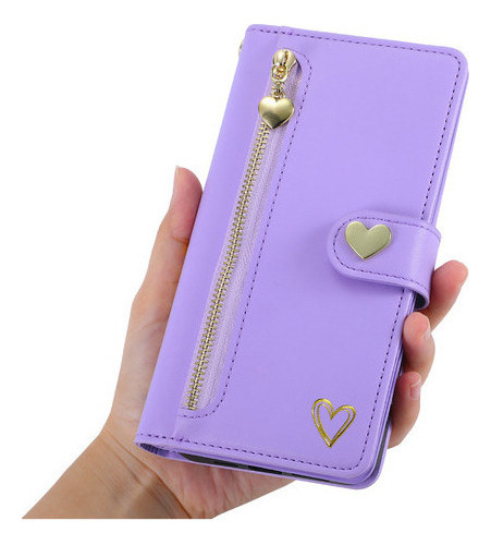 Jing Funda De Piel Tipo Cartera Con Cremallera Para Samsung