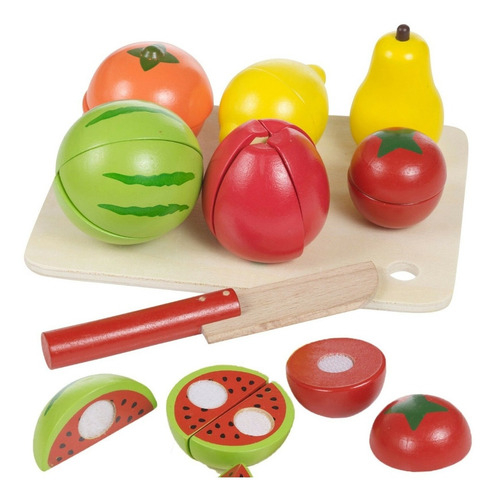 Imagen 1 de 8 de Acool Juego Fruta De Madera Para Cortar Con Velcro Ac7631