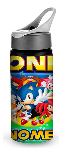 Squeeze Em Alumínio Com Canudo Retrátil Sonic Personalizada