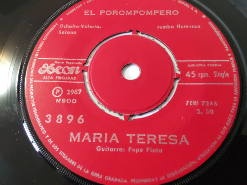 Vinilo Single De María Teresa El Porompompero (u8