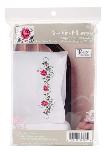 Rose Vine Stamped Pillowcase Pair For Embroidery, 20  X...