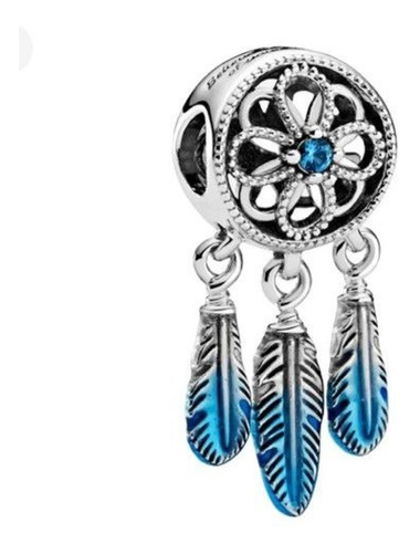 Dije Charm Pandora Atrapasueños Azul Tres Plumas Original