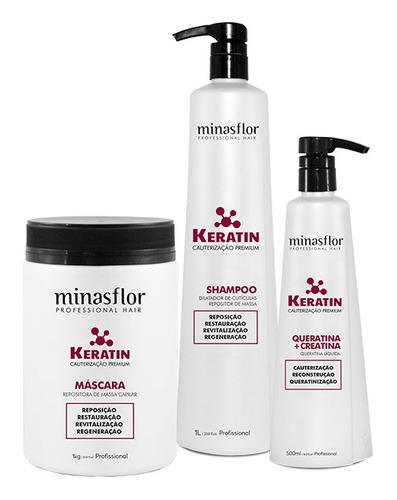 Kit Keratin Cauterização Premium (3 Itens) Minasflor