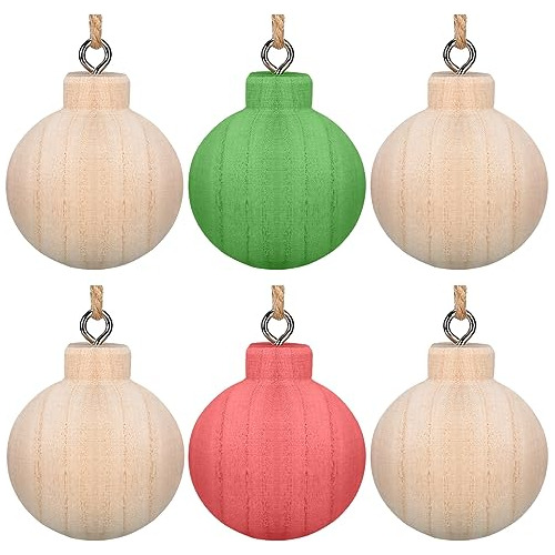 Conjunto De 6 Bolas De Navidad De Madera De Paulownia D...