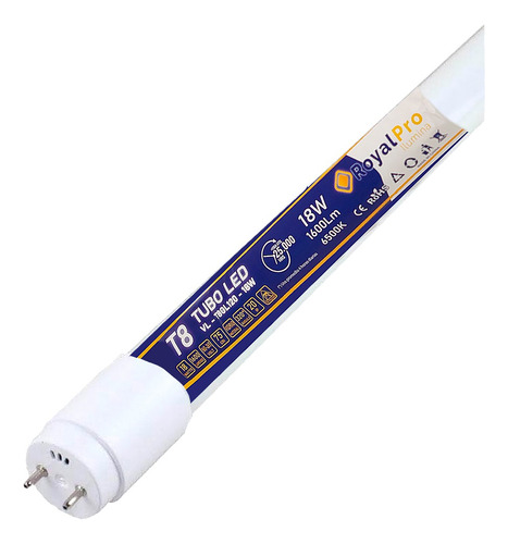 Tubo Led T8 Royalpro 18w Luz Fría 6500 Eficiencia Energética