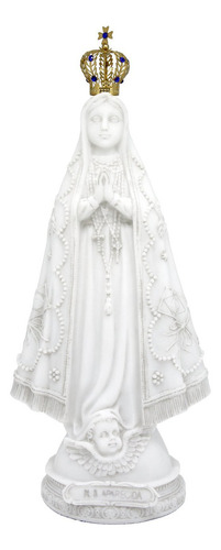 Imagem Nossa Senhora Aparecida Mármore Branco Coroa 24 Cm