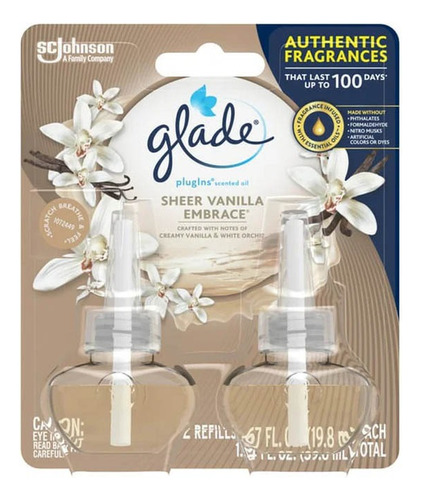 Glade Aceite Esencial 2 Refills 39.6ml Sheer Vanilla 