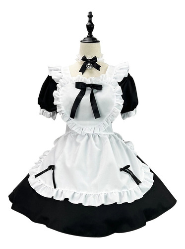 Vestido De Camarera Lolita, Vestido De Cafetería, Negro, Clásico, Cuatro Colores