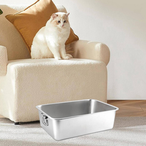 Caja De Arena Abierta De Acero Inoxidable Con Asas, Inodoro