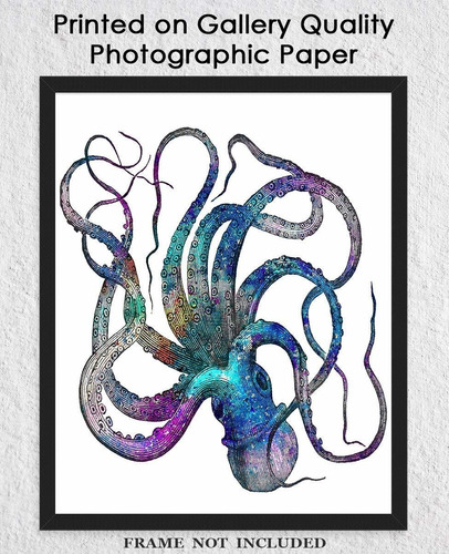 Octopus Watercolor Wall Art Print: Unique Room Decor For Boy