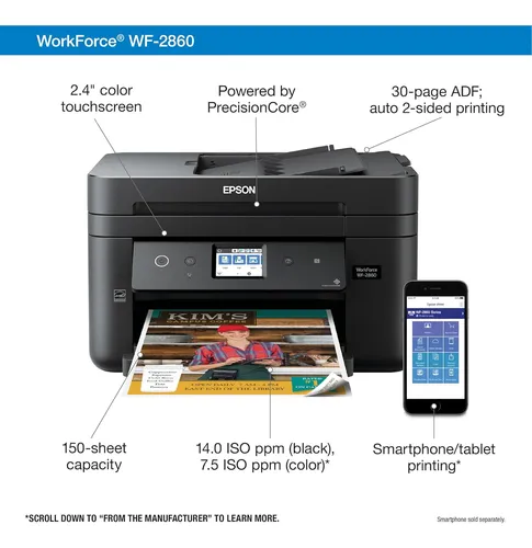Impresora Multifuncional Epson Wf-2860: Wifi, Escáner, Fax