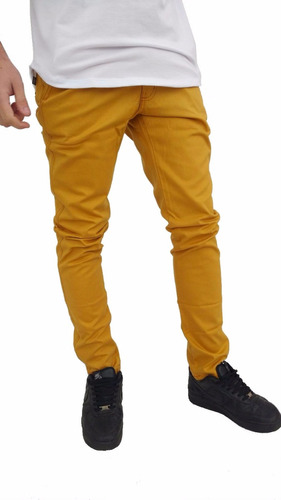 calça jeans masculina mostarda