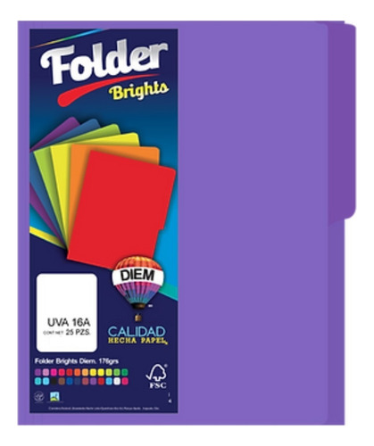 Folder Tamaño Oficio Colores Brillantes 25 Pzas Color Uva