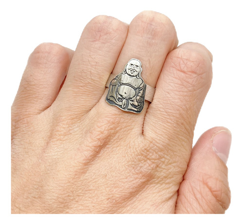 Anillo Buda Suerte Abundancia Budismo Plata 925 Plata 925 B - Mediano Plata 925