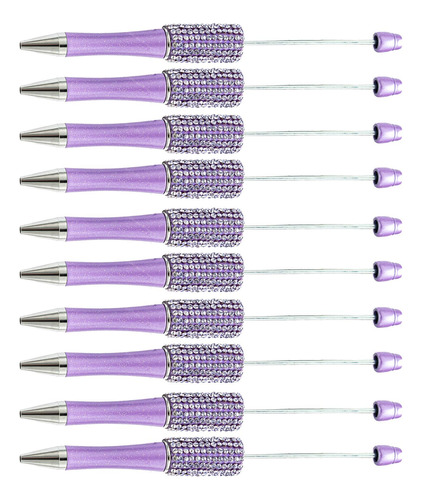 10x Bolígrafos Con Cuentas, Bolígrafos De 1,0mm, Violeta