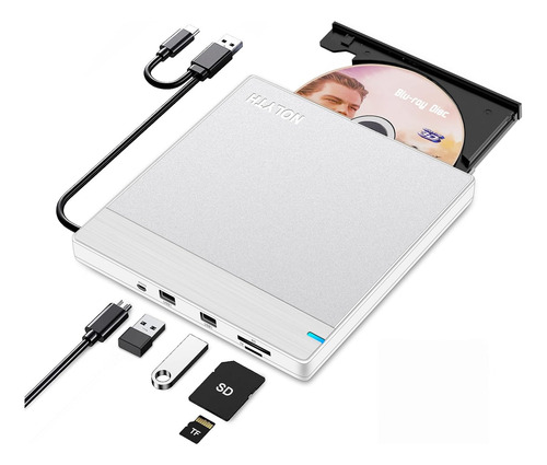 Reproductor Bluray Nolyth, Externo, Cd/dvd, Usb/usb-c