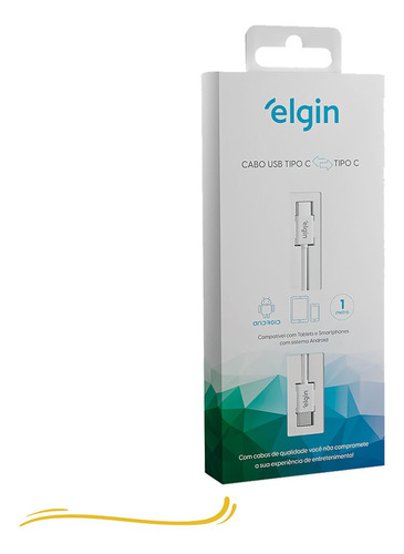 Cabo Usb Tipo C Para Usb Tipo C 1m Branco - Elgin