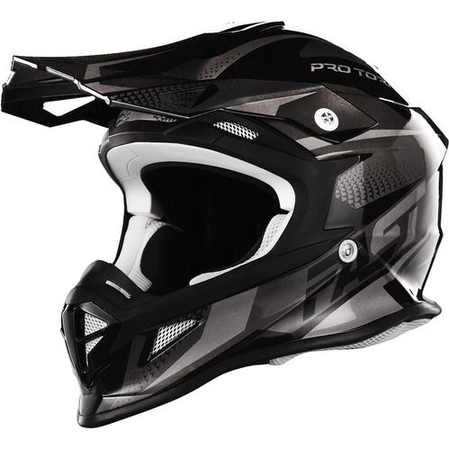 Capacete Motocross Pro Tork Fast Tech Preto - Cinza Tam.62