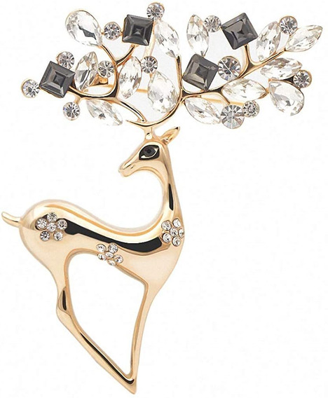 Cabeza De Reno Ever Faith Vidrio Austraco Broche Cabeza De Reno Ever Faith Vidrio Austraco Broche
