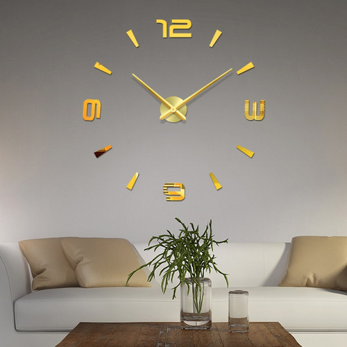 Reloj De Pared Autoadhesivo Dorado Diy Sin Marco Digital Gra