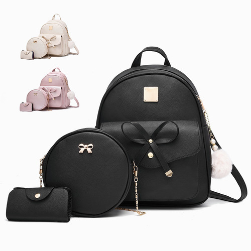 Imagen 1 de 8 de Kit Mochila Moda Casual Bolso Casual Para Mujer, 3 Piezas