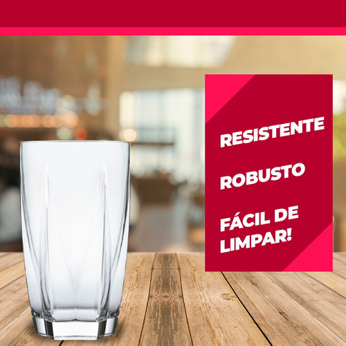 Copo De 100% De Vidro Alto 460ml Prático De Limpar Robusto