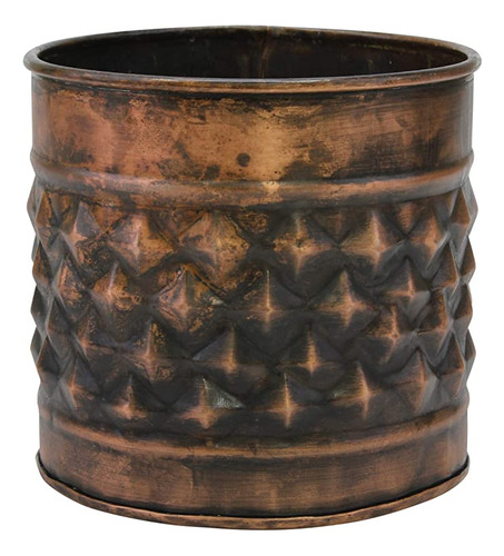 Stonebriar - Contenedor Decorativo De Metal De Cobre Con Te.