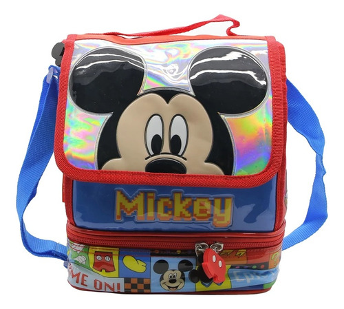 Lunchera Mickey Mouse Escolar Infantil 10´´ Con Correa