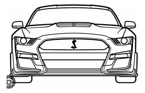 Cuadro Silueta Frontal Mustang Gt500 80 Cm
